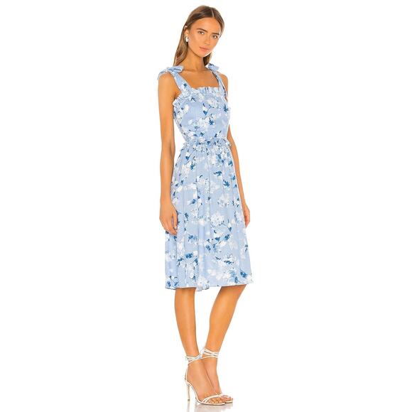 MISA LA “PRIMROSE” 100% BLUE COTTON DRESS ADJ SHOULDER TIES SZ XS MSRP $282 - Picture 1 of 12